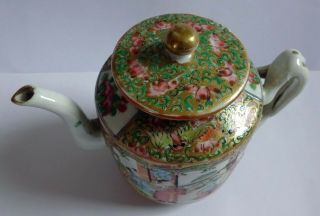 Antique 18th or 19th c Qing Chinese Canton Export Porcelain Teapot famille rose 5
