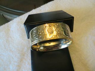 Antique Victorian Rose Gold Filled - Bangle Bracelet Floral 1” Wide 5