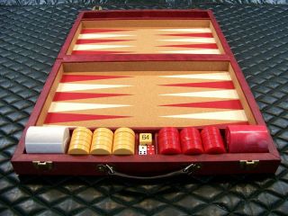 Vintage Crisloid Bakelite Backgammon Set,  Red & Yellow 1.  75 