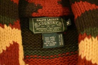 Vintage Ralph Lauren Polo Country Hand Knit Aztec Navajo Cardigan Size M RRL 7