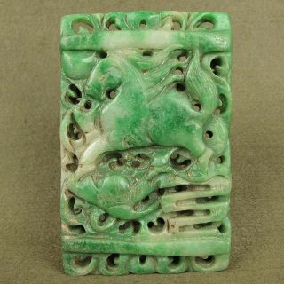 4 " Stunning With Carved Chinese Antique Jadeite Jade Horse Decoration Pendant