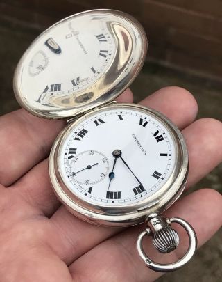 A Gents Very Fine Quality Antique Solid Silver Full Hunter Pocket Watch,  1932.