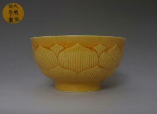 Exquisite Old Chinese Yellow Glaze Porcelain Bowl Hongzhi Marked (346)