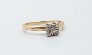 Vintage 14k White Yellow Gold Diamond Engagement Ring Size 5.  75