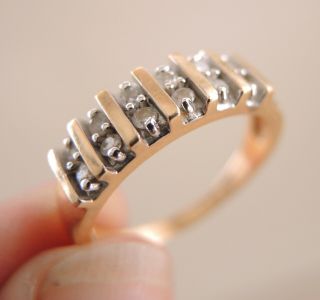14k Gold 12 - Diamond Ring Modernist Wedding Band Sz 7.  75 Estate Vintage 3.  6g