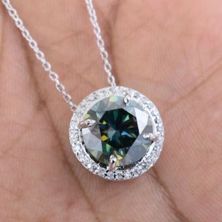 Huge & Rare 7.  30 Ct Earth - Mined,  Blue Diamond Pendant With White Diamond Accents