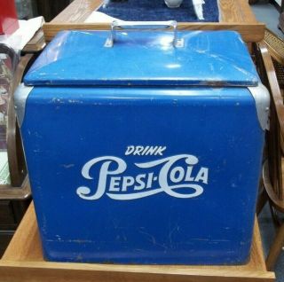 Vintage 1950 ' s Pepsi Cola Soda Pop Picnic Cooler Embossed 2
