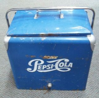 Vintage 1950 ' s Pepsi Cola Soda Pop Picnic Cooler Embossed 3