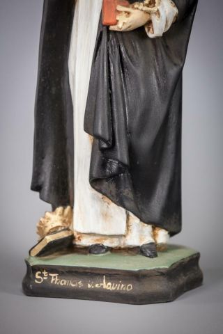 St Thomas Aquinas | Saint of Aquino | Polychromed Plaster Statue | Vintage 16 