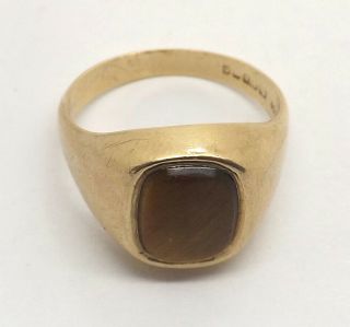 Asprey & Co.  9ct Gold Signet Ring Catseye Gem Stone Small Size J Vintage London