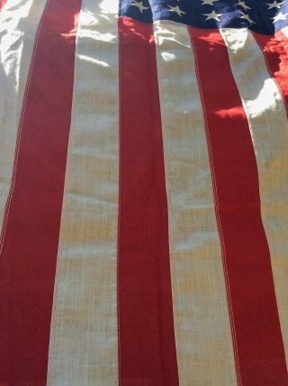 Antique vintage 48 star Wool American flag 4 ' x 6 ' with rope 11