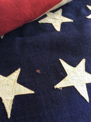 Antique vintage 48 star Wool American flag 4 ' x 6 ' with rope 7