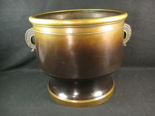 Antique Japanese Taisho (c.  1920) Bronze Hibachi Brazier With Art Deco Handles