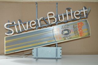 Vintage 1986 Silver Bullet COORS LIGHT Beer Can Bar Pub Man Cave Neon Sign 1980s 2
