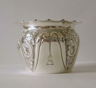 An Ornately Embossed Antique Sterling Silver Sugar Bowl Birmingham 1901