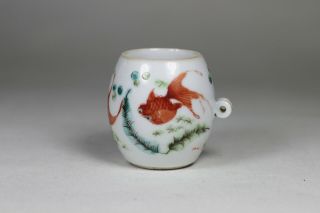 Antique Chinese 19th Century Qing Dynasty Porcelain Bird Feeder Goldfish Fish