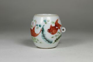 Antique Chinese 19th Century Qing Dynasty Porcelain Bird Feeder Goldfish Fish 2