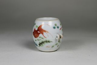 Antique Chinese 19th Century Qing Dynasty Porcelain Bird Feeder Goldfish Fish 4