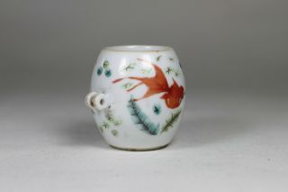 Antique Chinese 19th Century Qing Dynasty Porcelain Bird Feeder Goldfish Fish 6