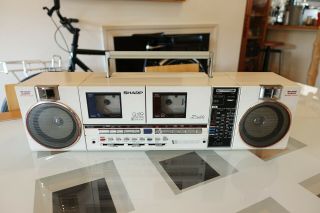 Sharp Qt - 89 Boombox Ghettoblaster Double Cassette Tape Player Radio Rare Vintage