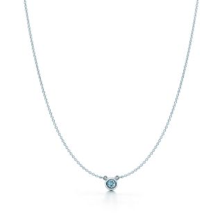 Authentic Tiffany And Co.  Color By The Yard Necklace Sparkler Pendant Aquamarine
