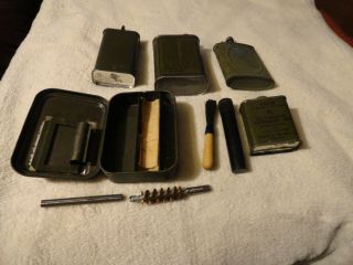 vintage military oil cans and gun cleaning kit 4
