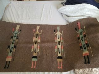 Antique Vintage Navajo Wool Yei Rug 60 " X 28 " Large