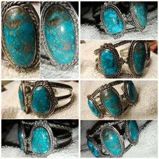 Turquoise 63g bracelet cuff southwestern Navajo? silver Native American vintage? 2