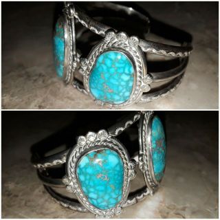 Turquoise 63g bracelet cuff southwestern Navajo? silver Native American vintage? 3