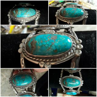 Turquoise 63g bracelet cuff southwestern Navajo? silver Native American vintage? 6
