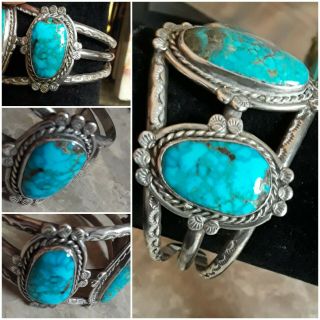 Turquoise 63g bracelet cuff southwestern Navajo? silver Native American vintage? 8