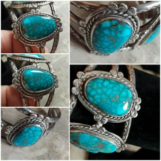 Turquoise 63g bracelet cuff southwestern Navajo? silver Native American vintage? 9