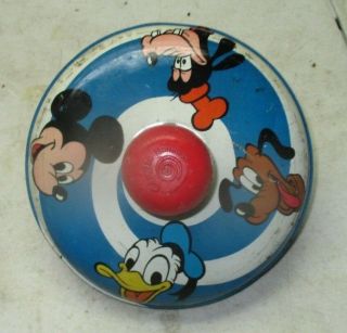 Vintage 1973 Walt Disney Mickey Mouse Chein Metal Spin Top Toy