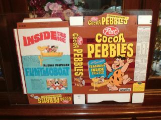 Post 1972 Cocoa Pebbles Flintmoboat Offer Cereal Box Old Vintage