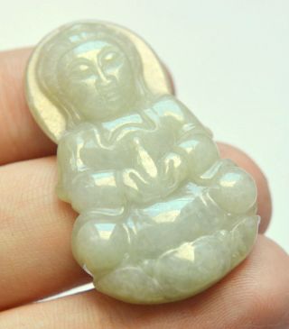 Antique Chinese Art Old Handmade Green Jade Buddha Pendant Jadeite Certificate