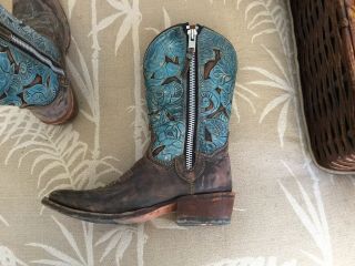 Dan Post Vintage Distressed Bluebird Boots Size W/8.  5