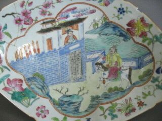 Late 19th C.  Chinese fencai porcelain footed bowl,  General approaching castle. 3
