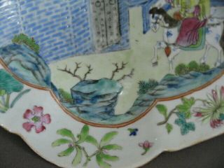 Late 19th C.  Chinese fencai porcelain footed bowl,  General approaching castle. 5