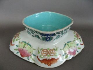 Late 19th C.  Chinese fencai porcelain footed bowl,  General approaching castle. 7