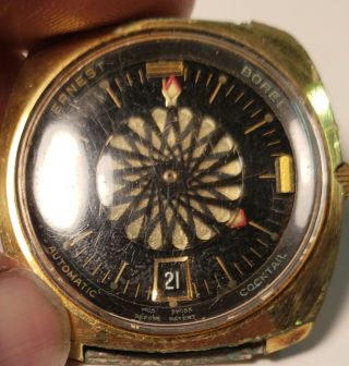 Ernest Borel Vintage Kaleidoscope Automatic Cocktail Wound Watch W/ Date 4