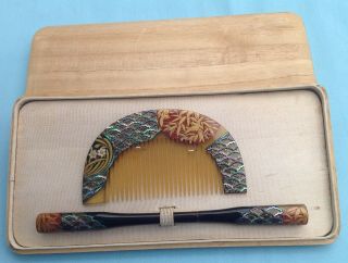 H1801 A Set Of Antique Japanese Hair Ornaments Boxed