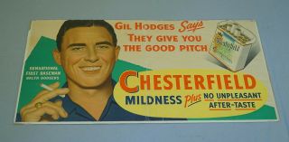 Rare Style 1950 Gil Hodges Brooklyn Dodgers Chesterfield Baseball Cardboard Sign