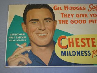 RARE STYLE 1950 GIL HODGES BROOKLYN DODGERS CHESTERFIELD BASEBALL CARDBOARD SIGN 2