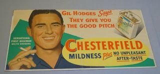 RARE STYLE 1950 GIL HODGES BROOKLYN DODGERS CHESTERFIELD BASEBALL CARDBOARD SIGN 6