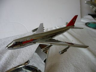 VINTAGE SWISSAIR 747 ADVERTISEMENT CHROME ASHTRAY RARE DESK TOP DISPLAY 3