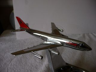 VINTAGE SWISSAIR 747 ADVERTISEMENT CHROME ASHTRAY RARE DESK TOP DISPLAY 4