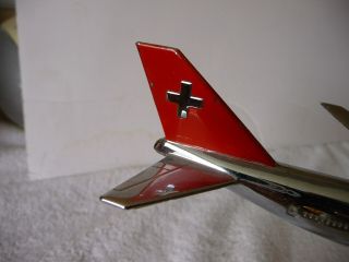 VINTAGE SWISSAIR 747 ADVERTISEMENT CHROME ASHTRAY RARE DESK TOP DISPLAY 5