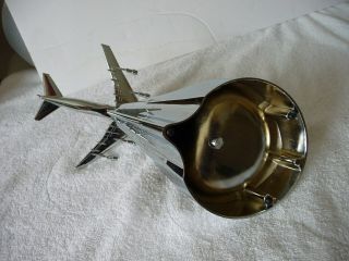 VINTAGE SWISSAIR 747 ADVERTISEMENT CHROME ASHTRAY RARE DESK TOP DISPLAY 7