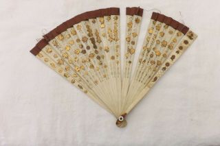 Antique Hand Held Chinese Fan Bone And Silk Construction (fs29)