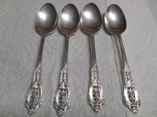 Lovely Set Of 4 Wallace Rose Point Sterling Silver 6 " Teaspoons No Mono